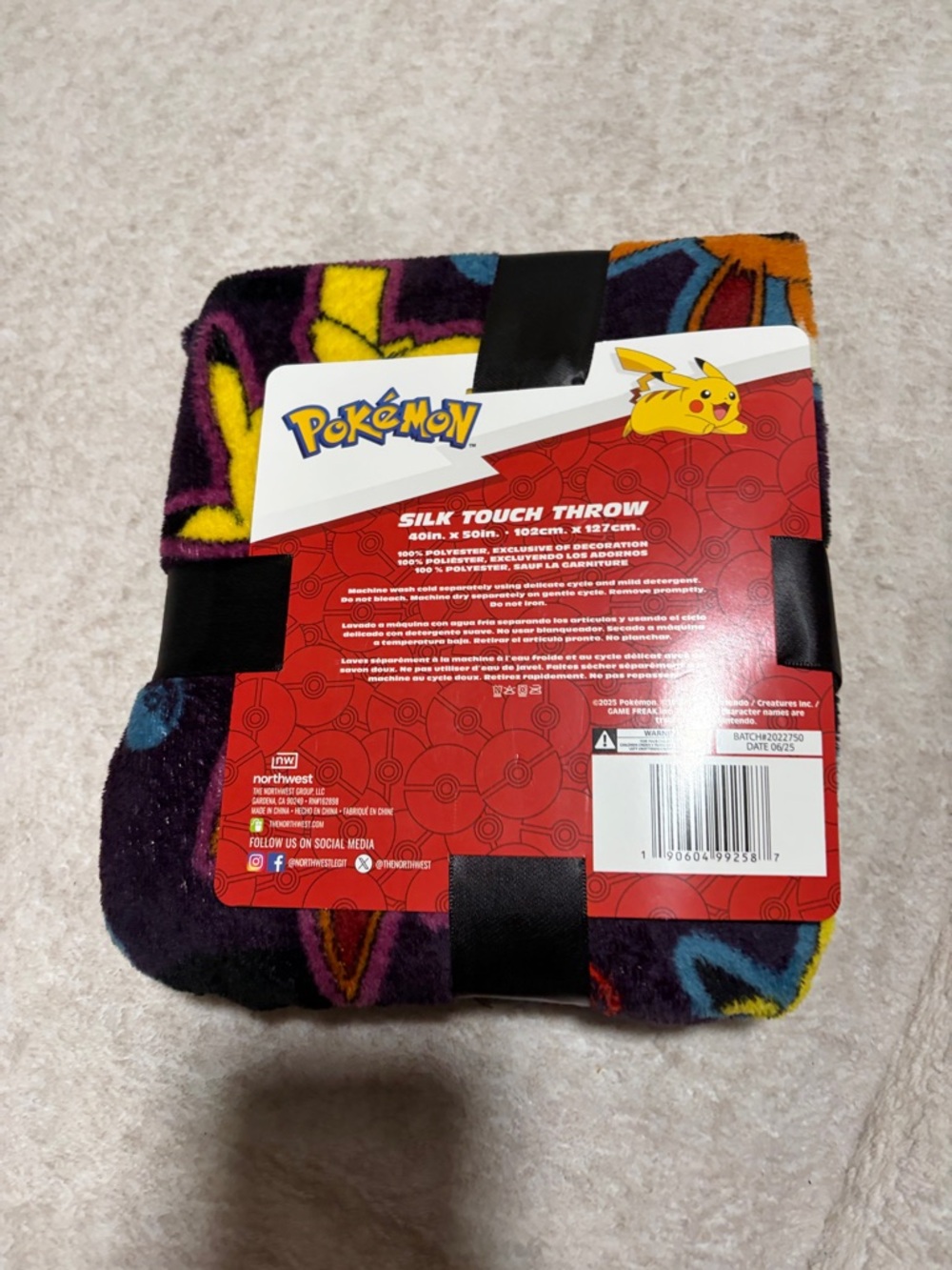 Pokémon Pikachu Silk Touch Throw Blanket - Yellow & Purple - Picture 2 of 3